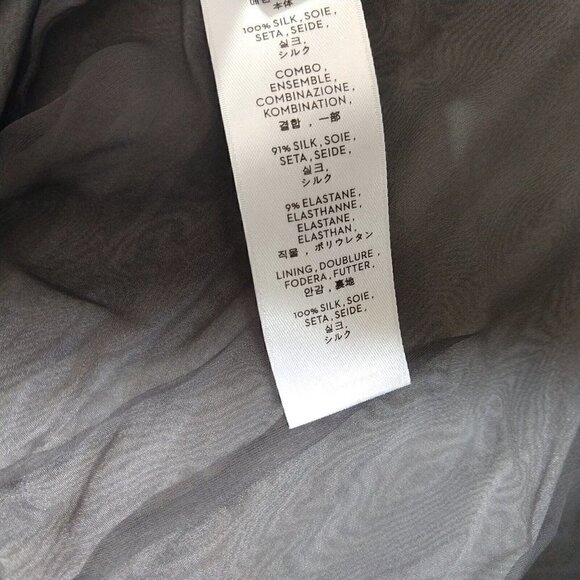 Reed Krakoff Gray Silk Dress Size 8 Blouson Chiffon Overlay Print Asymmetric - Picture 16 of 16